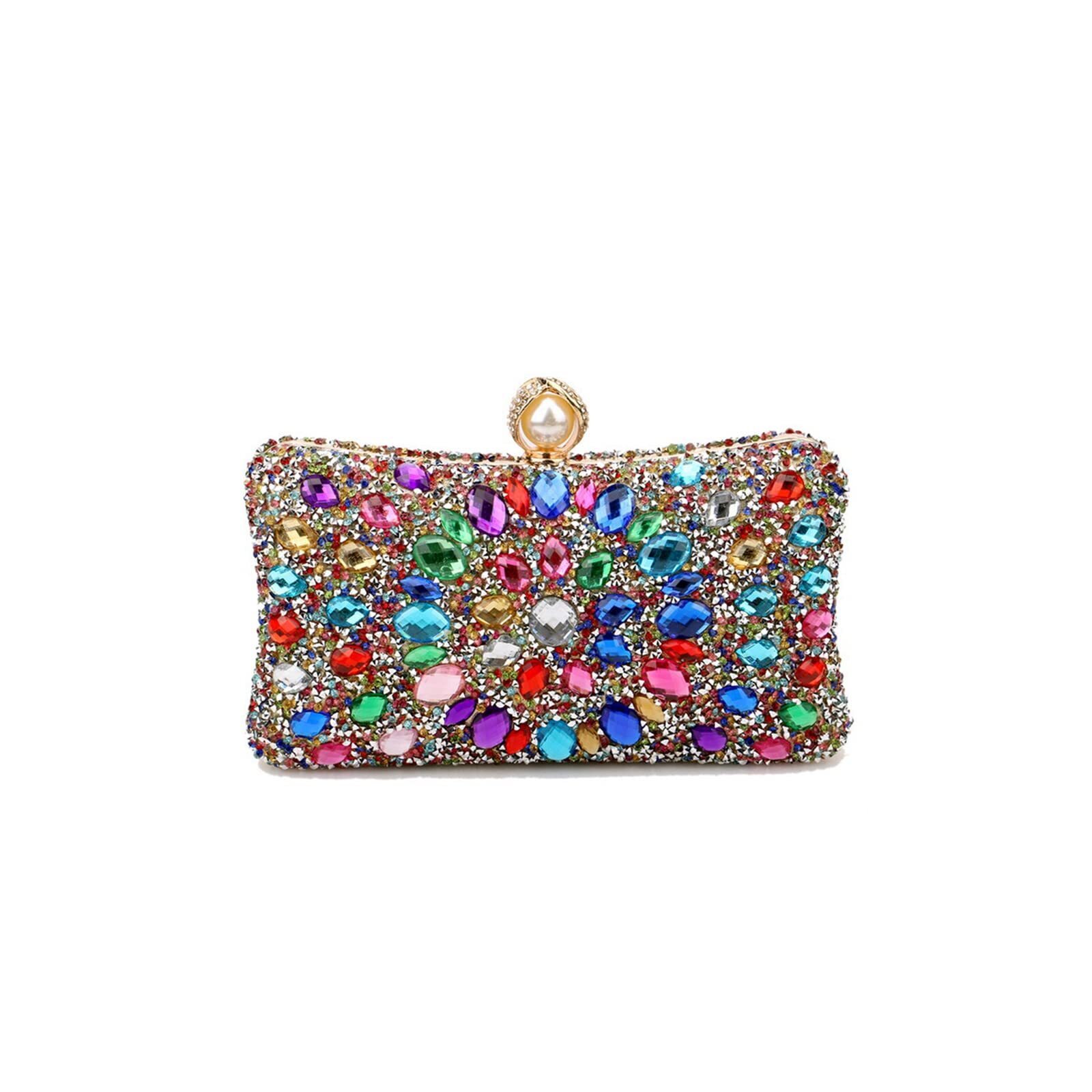 6919 Rhinestone Evening Bag Multicolor Clutch Bag Luxury Crystal Handbag